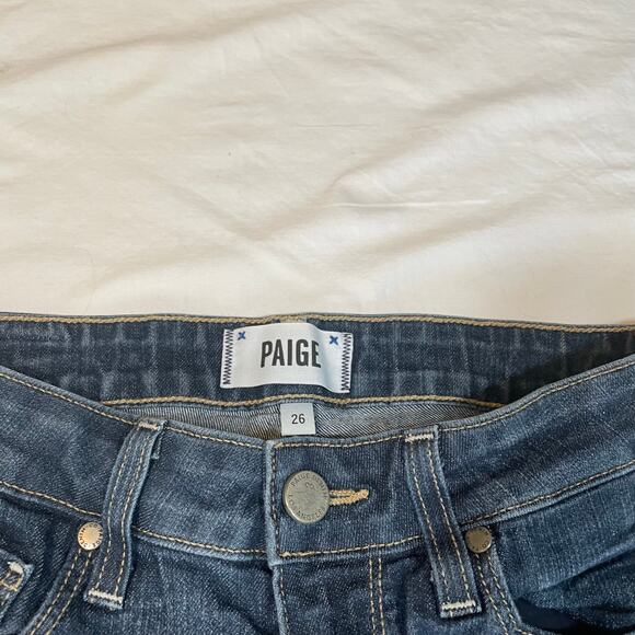 Paige denim Kylie crop jeans. Size 26. Dark wash. Finished hem. Zip fly - Picture 3 of 5